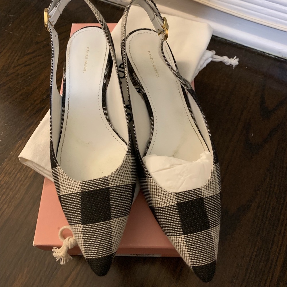 Mansur Gavriel checkered slingback heel
